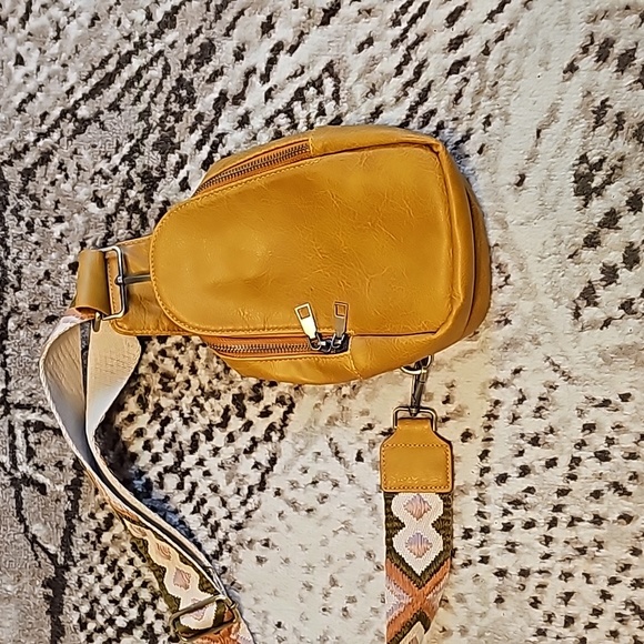boutique brand Handbags - Camel brown small crossbody sling bag with adjustable strap